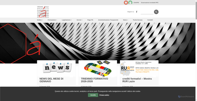 Security scan screenshot of https://ordinearchitettilatina.it/