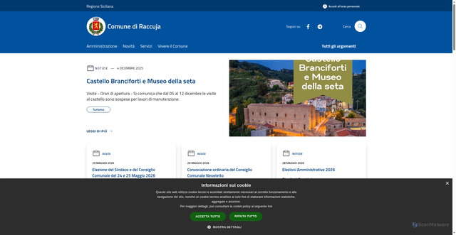 Security scan screenshot of https://www.comune.raccuja.me.it