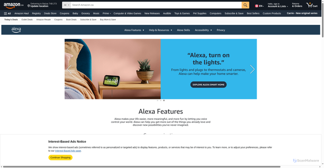 Security scan screenshot of https://alexaanswers.amazon.ca