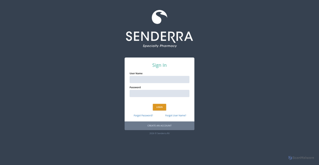 Security scan screenshot of https://portal.senderrarx.com