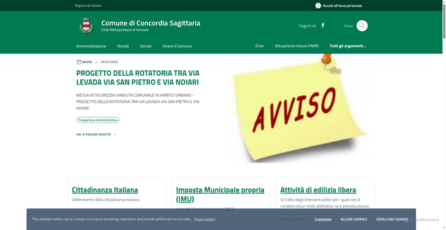 Security scan screenshot of https://www.comune.concordiasagittaria.ve.it