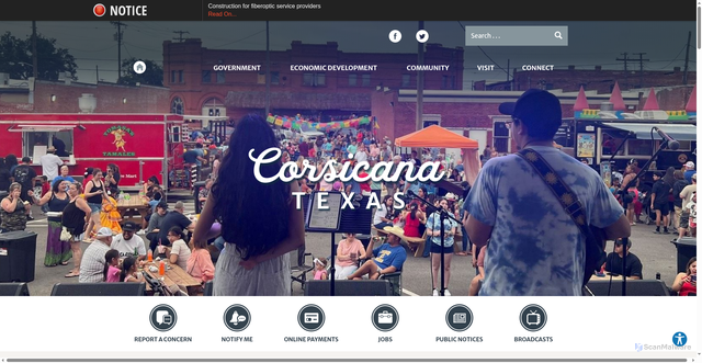 Security scan screenshot of https://www.cityofcorsicana.com/