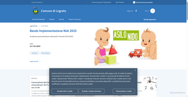 Security scan screenshot of https://www.comune.lograto.bs.it/