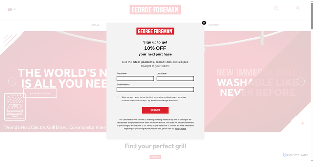 Security scan screenshot of http://www.georgeforeman.co.uk/