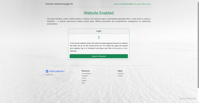 Security scan screenshot of https://mycardref455eaf584trca.partsford.net