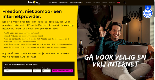 Security scan screenshot of https://freedom.nl
