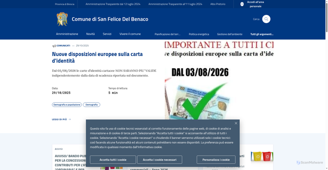 Security scan screenshot of https://www.comune.sanfelicedelbenaco.bs.it/