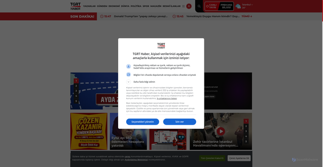 Security scan screenshot of https://tgrthaber.com