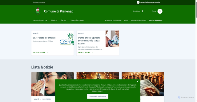 Security scan screenshot of https://comune.pianengo.cr.it/
