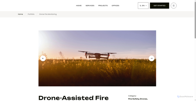 Security scan screenshot of https://hkxinheweb-b3f.pages.dev/portfolio/drone-fire-monitoring/