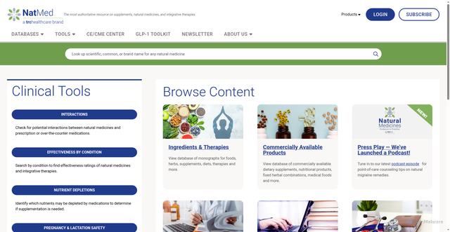 Security scan screenshot of https://naturalmedicines.therapeuticresearch.com
