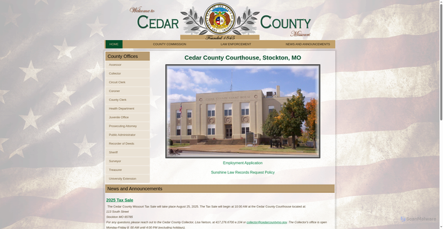 Security scan screenshot of https://cedarcountymo.gov/