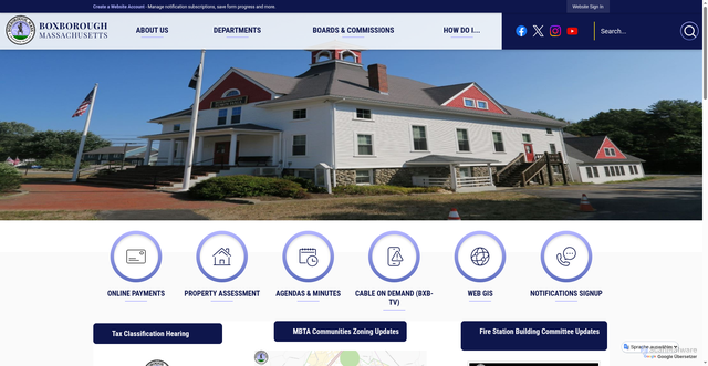 Security scan screenshot of https://boxborough-ma.gov/