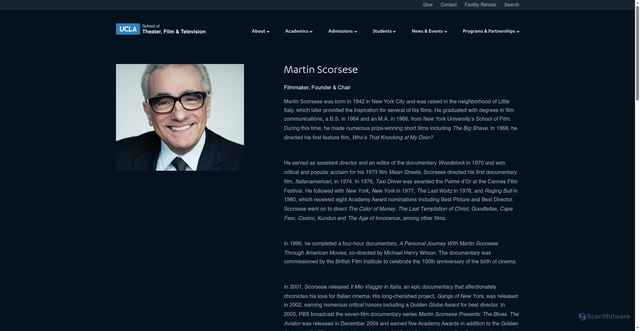 Security scan screenshot of https://www.tft.ucla.edu/executive-board/martin-scorsese/