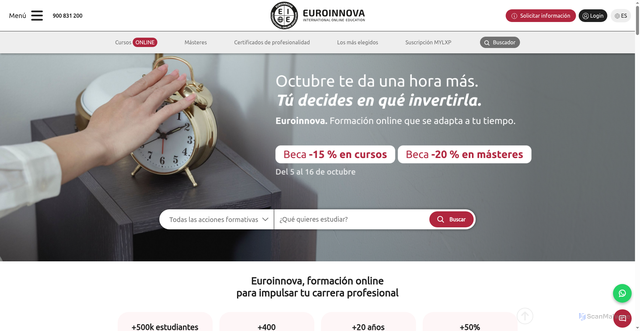 Security scan screenshot of https://euroinnova.com