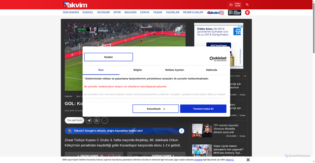 Security scan screenshot of https://www.takvim.com.tr/video/spor/gol-kocaelispor-besiktas-1-1