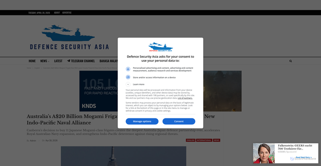 Security scan screenshot of https://defencesecurityasia.com/en/australia-japan-mogami-frigate-deal-20-billion-indopacific-naval-alliance/