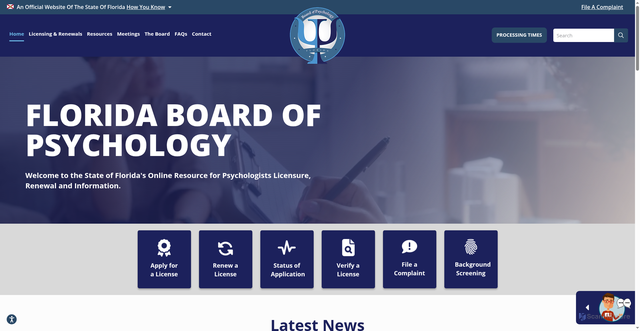 Security scan screenshot of https://floridaspsychology.gov/