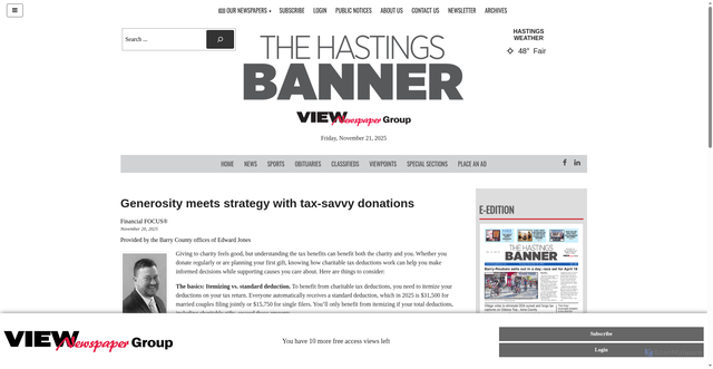 Security scan screenshot of https://hastingsbanner.com/articles/viewpoints/generosity-meets-strategy-with-tax-savvy-donations/