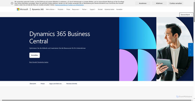Security scan screenshot of https://businesscentral.dynamics.com