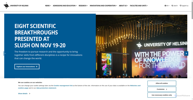 Security scan screenshot of https://www.helsinki.fi/en