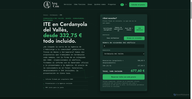 Security scan screenshot of https://arqcon-web.pages.dev/ite-cerdanyola/