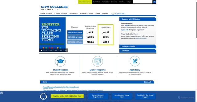 Security scan screenshot of https://www.ccc.edu/