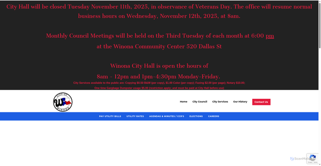 Security scan screenshot of https://www.winonatx.gov/
