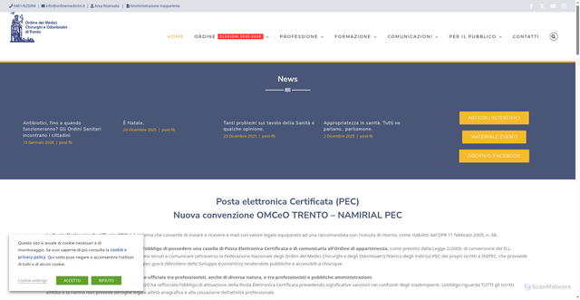 Security scan screenshot of https://www.ordinemedicitn.it/
