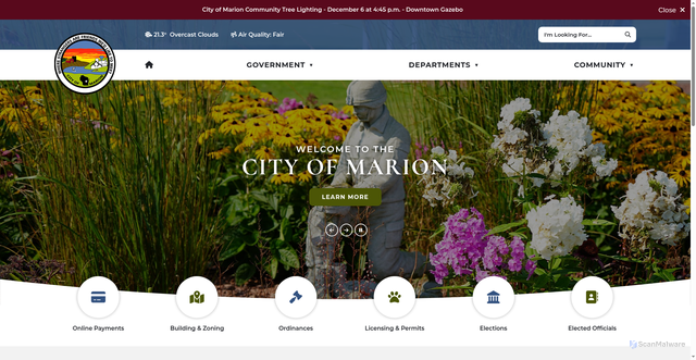 Security scan screenshot of https://cityofmarionwi.gov/