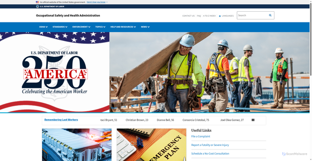 Security scan screenshot of http://www.osha.gov/