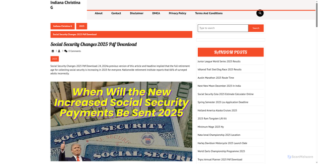 Security scan screenshot of https://indianachristinag.pages.dev/yphvh-social-security-changes-2025-pdf-download-atthr/