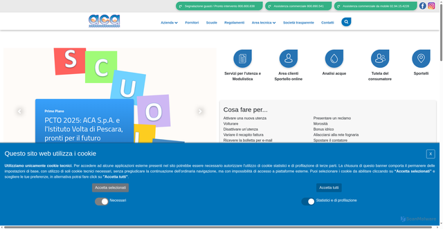 Security scan screenshot of https://www.aca.pescara.it/index