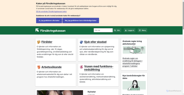 Security scan screenshot of https://www.forsakringskassan.se