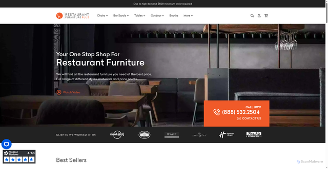 Security scan screenshot of https://restaurantfurnitureplus.com