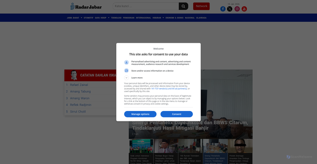 Security scan screenshot of https://radarjabar.disway.id