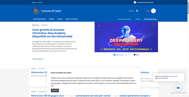 Security scan screenshot of https://www.comune.casto.bs.it