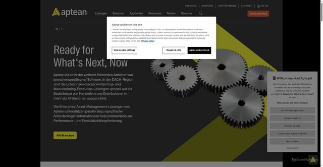 Security scan screenshot of https://aptean.com