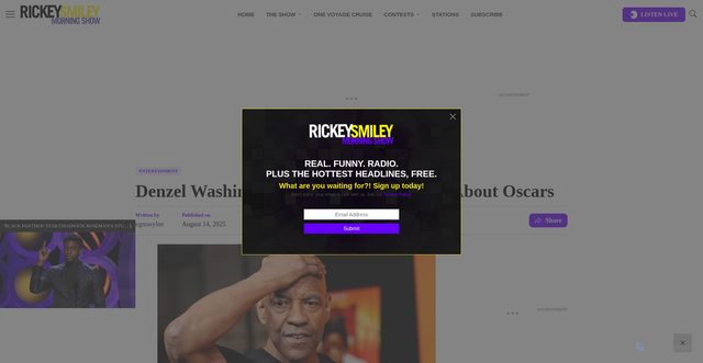 Security scan screenshot of https://rickeysmileymorningshow.com/3776309/denzel-washington-says-he-doesnt-care-about-oscars/
