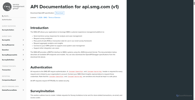 Security scan screenshot of https://api.smg.com