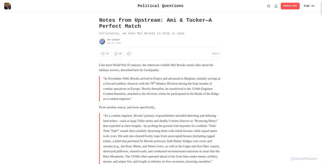 Security scan screenshot of https://stevehayward.substack.com/p/notes-from-upstream-ami-and-tuckera