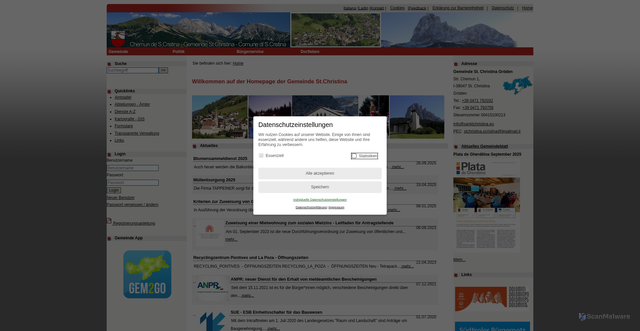 Security scan screenshot of https://www.santacristina.eu/system/web/default.aspx