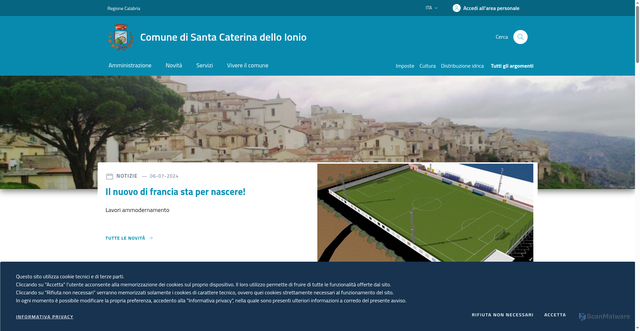 Security scan screenshot of https://www.comune.santacaterinadelloionio.cz.it/
