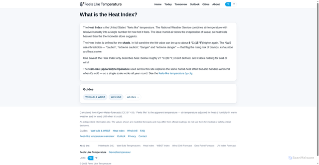 Security scan screenshot of https://www.feelsliketemperature.com/heat-index