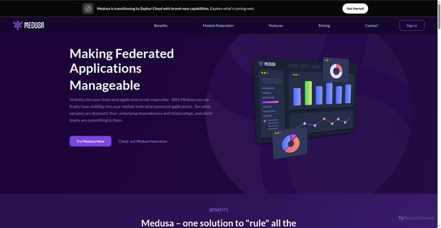 Security scan screenshot of https://medusa.codes