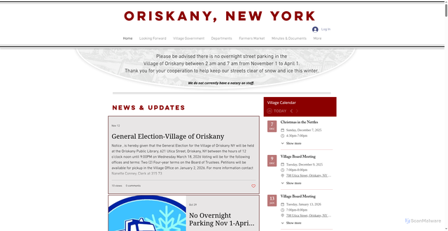 Security scan screenshot of https://www.oriskany.org/