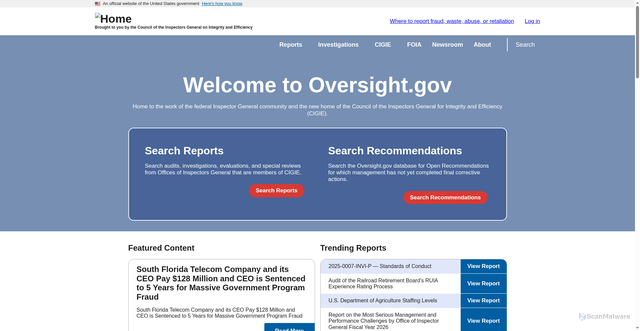 Security scan screenshot of https://www.oversight.gov/