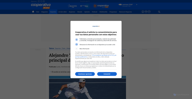 Security scan screenshot of https://www.cooperativa.cl/noticias/deportes/tenis/alejandro-tabilo/alejandro-tabilo-se-metio-en-el-cuadro-principal-del-atp-de-hong-kong/2026-01-05/081504.html