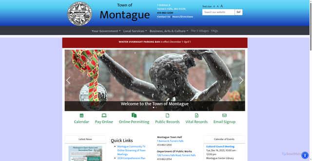 Security scan screenshot of https://montague-ma.gov/