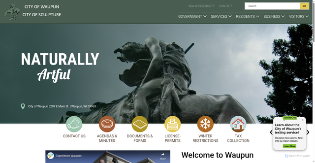 Security scan screenshot of https://www.cityofwaupunwi.gov/